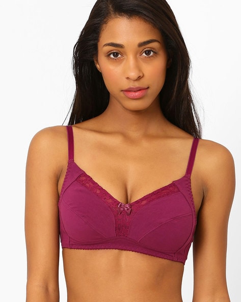 Enamor Double Layered Wired High Coverage Lace Bra - Plum