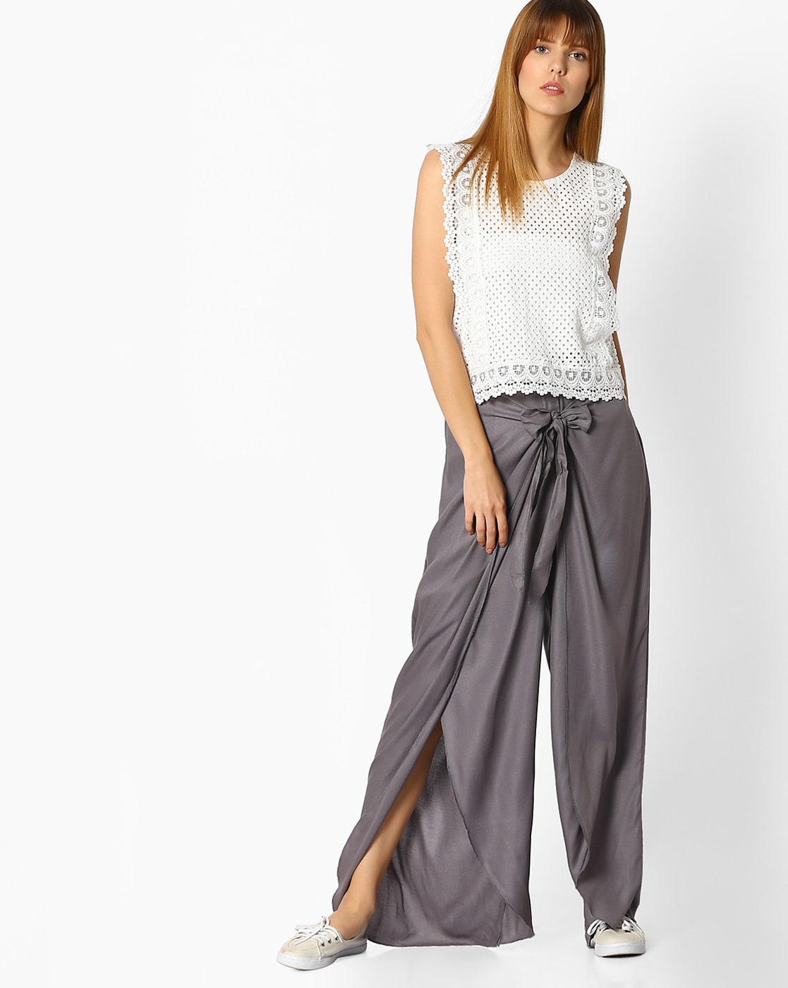 Tie Front wrap Pant in Dark Birch  Krush Clothing Boutique