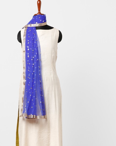Sequin Embellished Dupatta with Zari Border Price in India