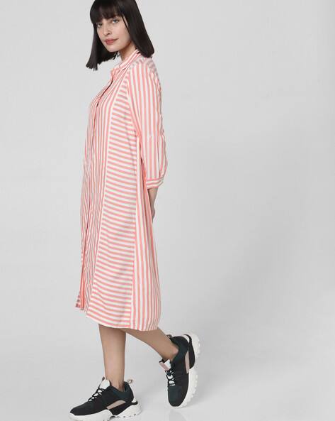 striped button down shirt dress