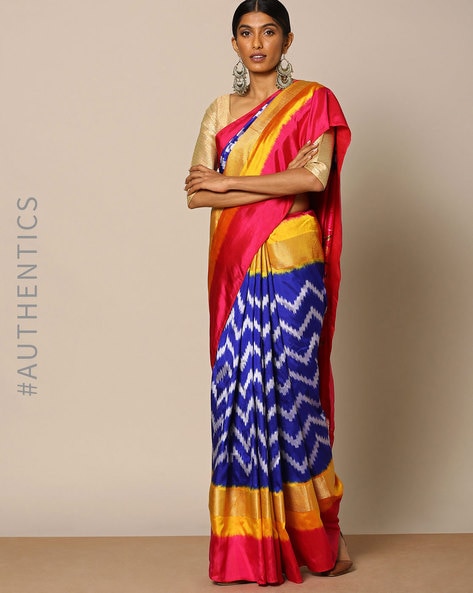 Pochampally Ikkat Silk Saree with Pochampally Design Pallu – Yes We Shop
