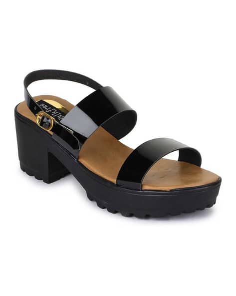 Chunky Heeled Sandals with Buckle Fastening