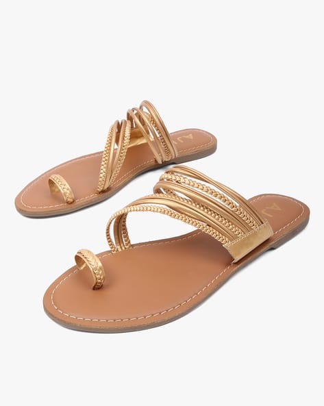 Buy Gold Flat Sandals for Women by AJIO Online