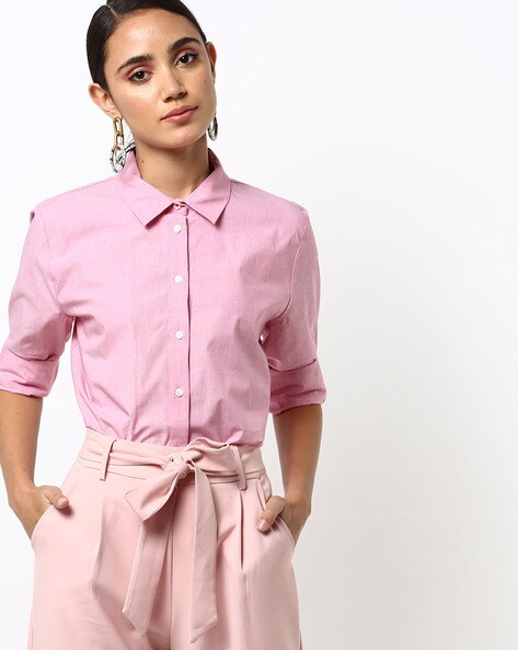 pink formal shirt women's