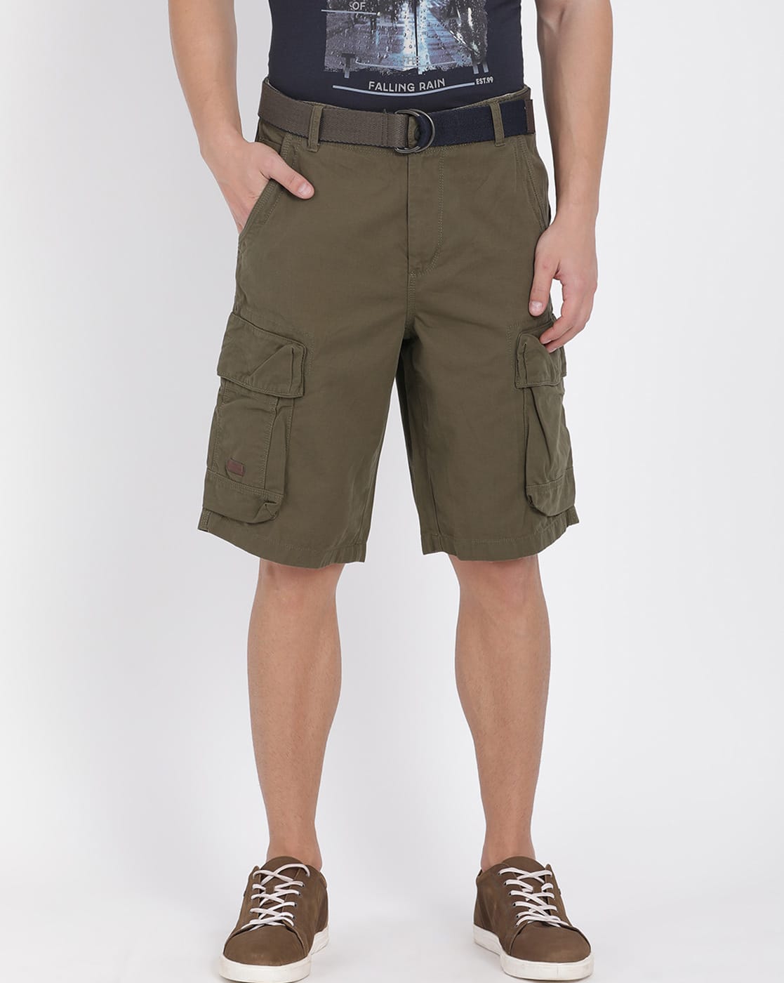 mens olive green cargo shorts