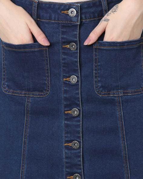 Ang Denim Button Down Skirt - Black | Universal Standard