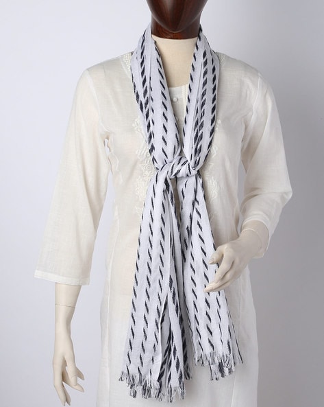 Geometric Print Scarf with Fringes Price in India