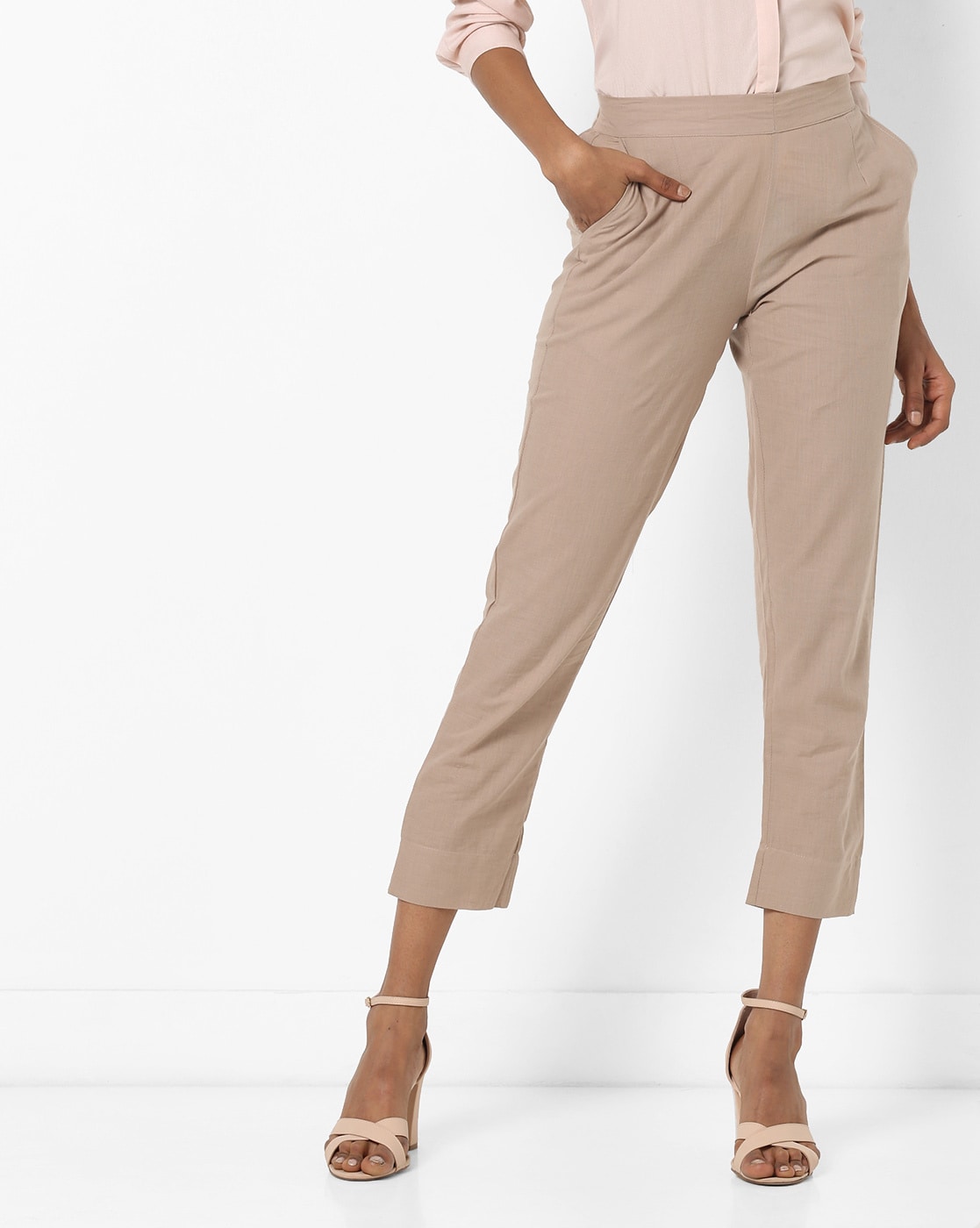 Buy Natural Ankle Length Aurelia Trousers Online - Aurelia