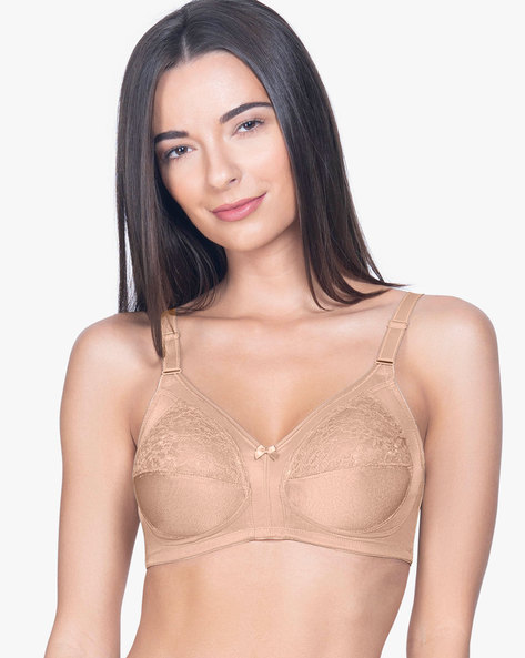 Non-Padded Non-Wired Bra with Lace Panel