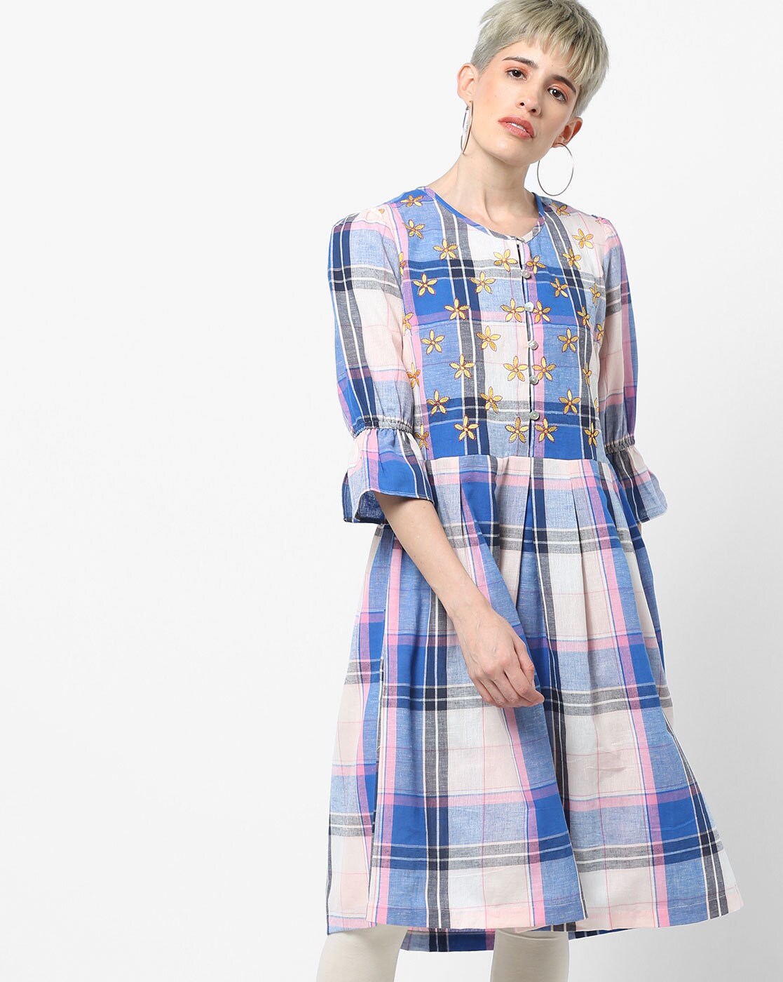 checked cotton kurtis