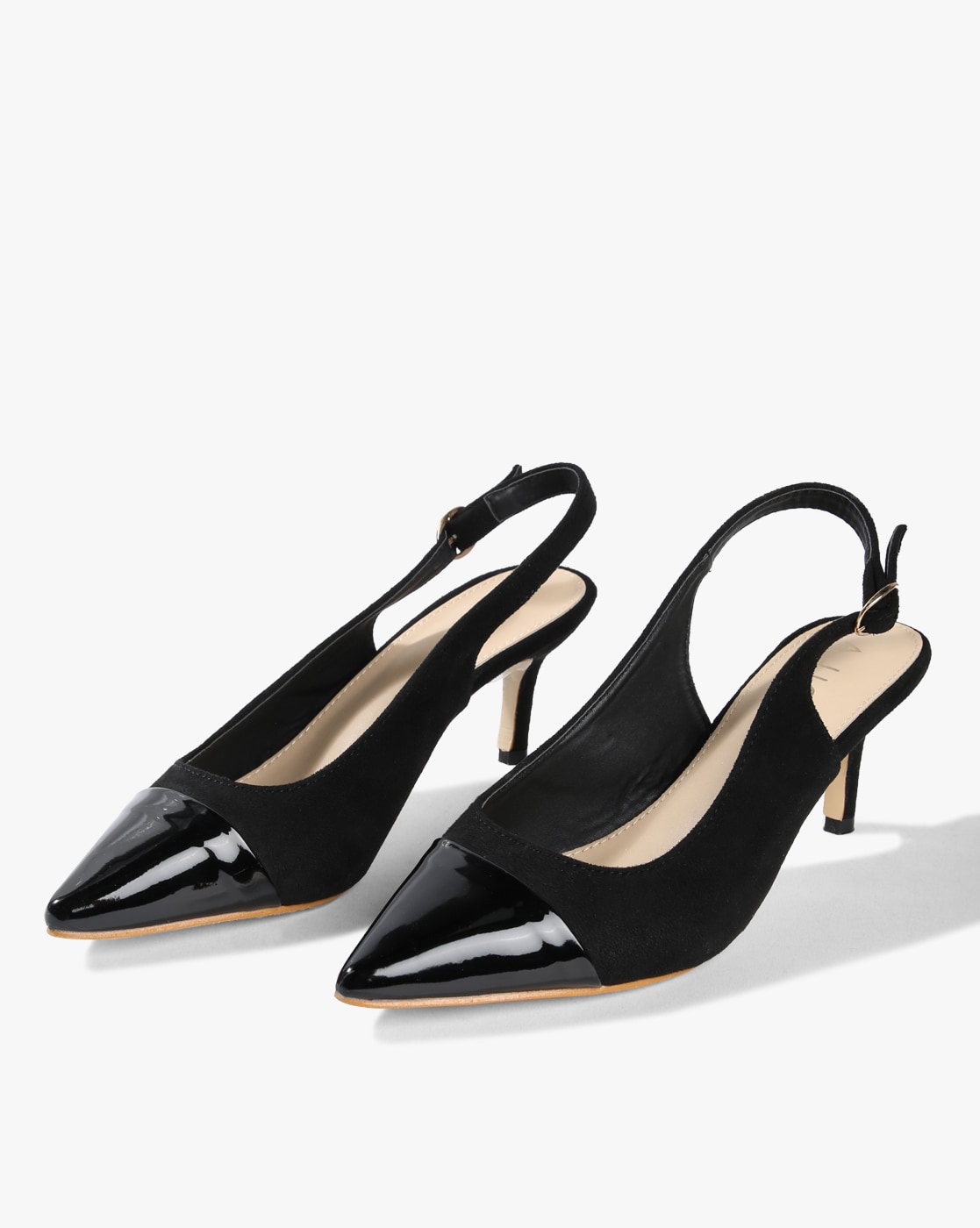 black and white slingback heels