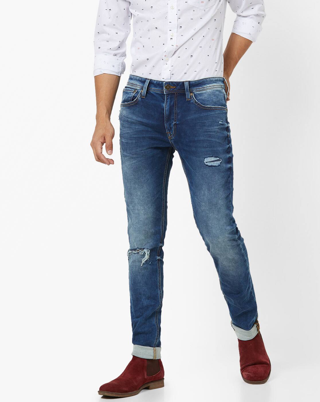 mid wash slim fit jeans