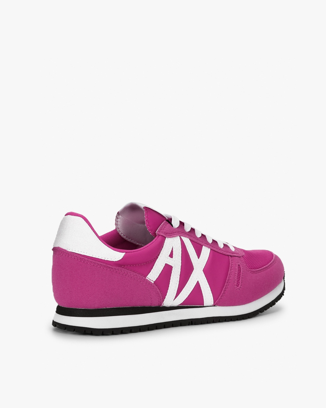 Armani Exchange Logo Charm Leather Sneakers in Black | Lyst