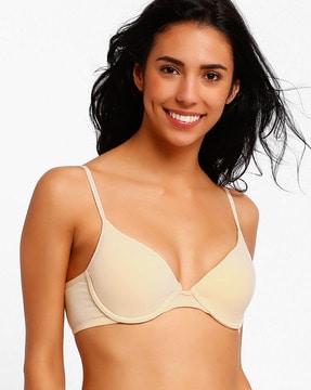 Buy PrettySecrets Nude Coloured Solid Underwired Lightly Padded Everyday Backless  Bra B0015 - Bra for Women 1985289