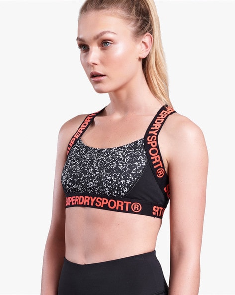 Printed Sports Bra with Strappy Back