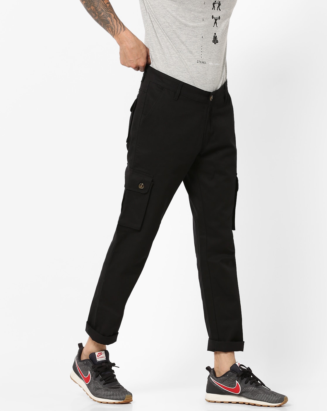 ALSIFLEX Male SLIM Fit Cargo Trousers  Black  Meltemi
