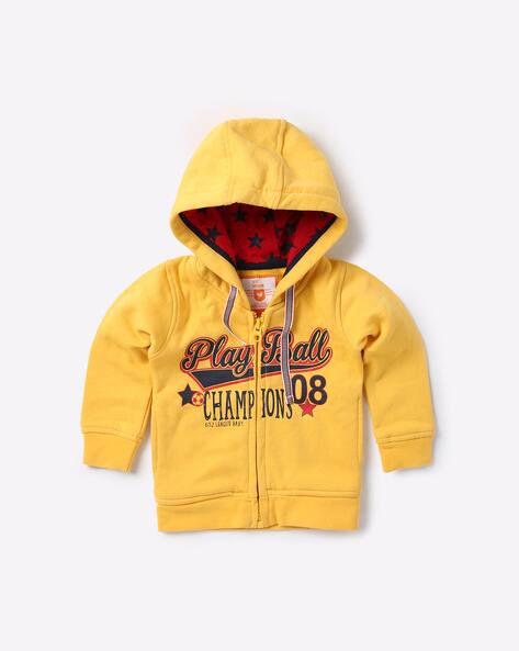 Typographic Print Zip-Front Hooded Sweatshirt