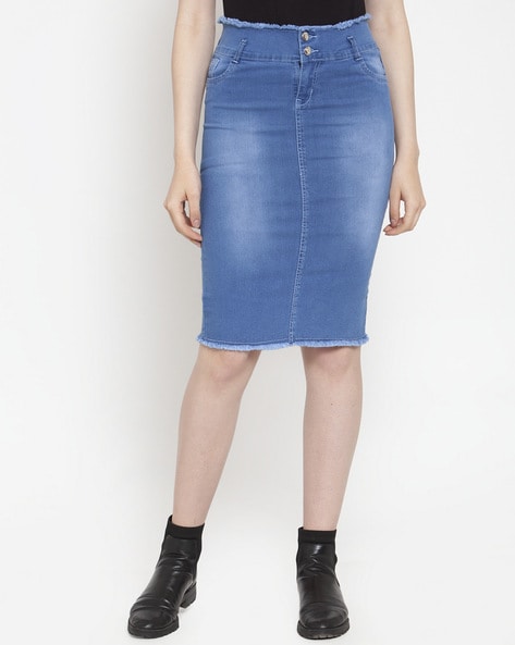 Dark Wash Stretch Pencil Denim Skirt - Small – Le Prix Fashion & Consulting