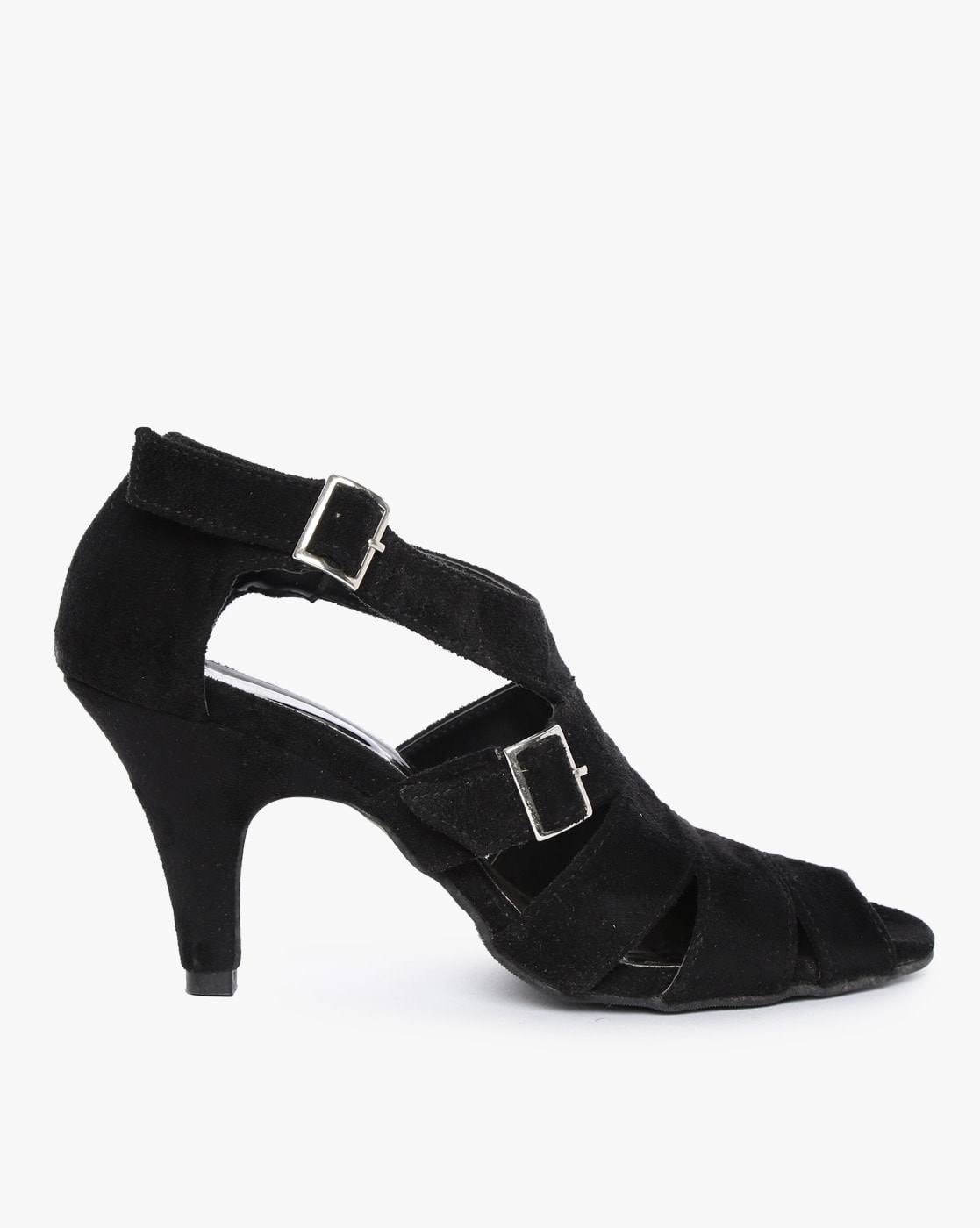 black strappy kitten heels
