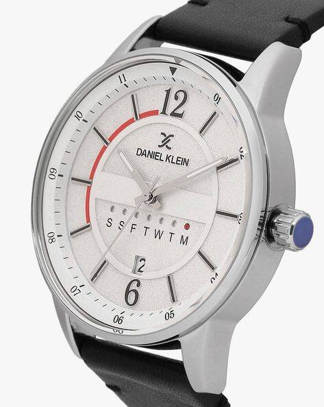 Dual Analogue Watch with Leather Strap