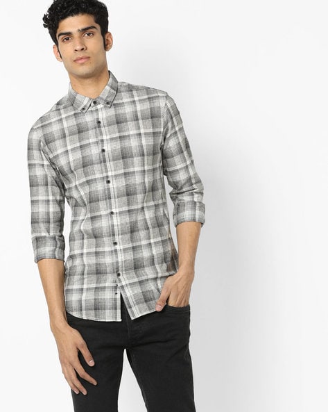 Checked Shirt with Button-Down Collar