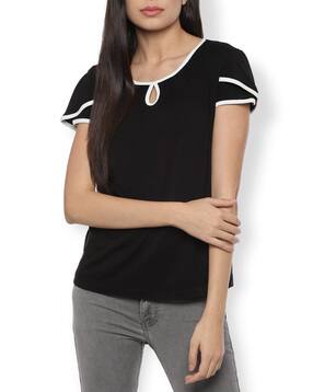 VAN HEUSEN Solid Short Sleeves Top