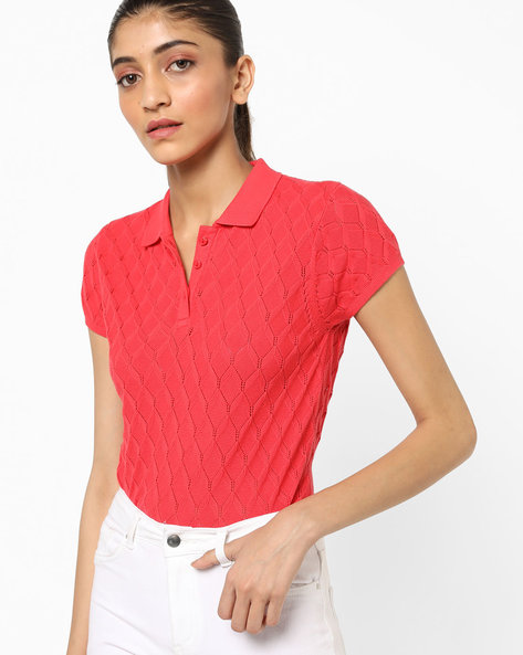 Buy Coral Pink Tops for Women by U.S. Polo Assn. Online | Ajio.com