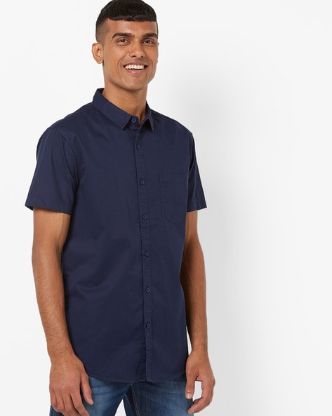 navy blue half sleeve shirt