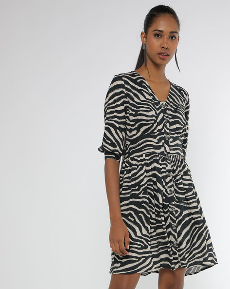 Zebra Woven Mini Dress