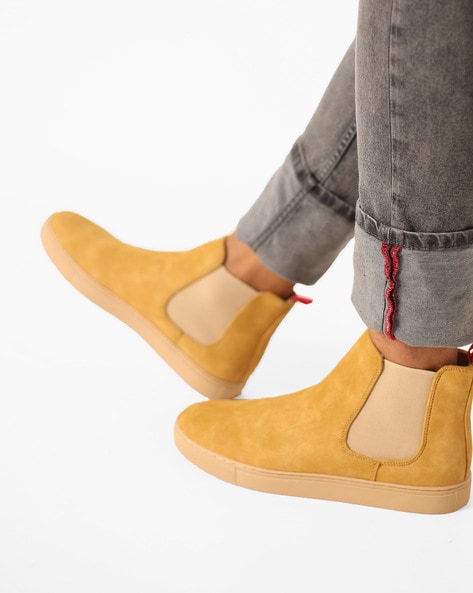 Mustard yellow Boots for Men by AJIO 