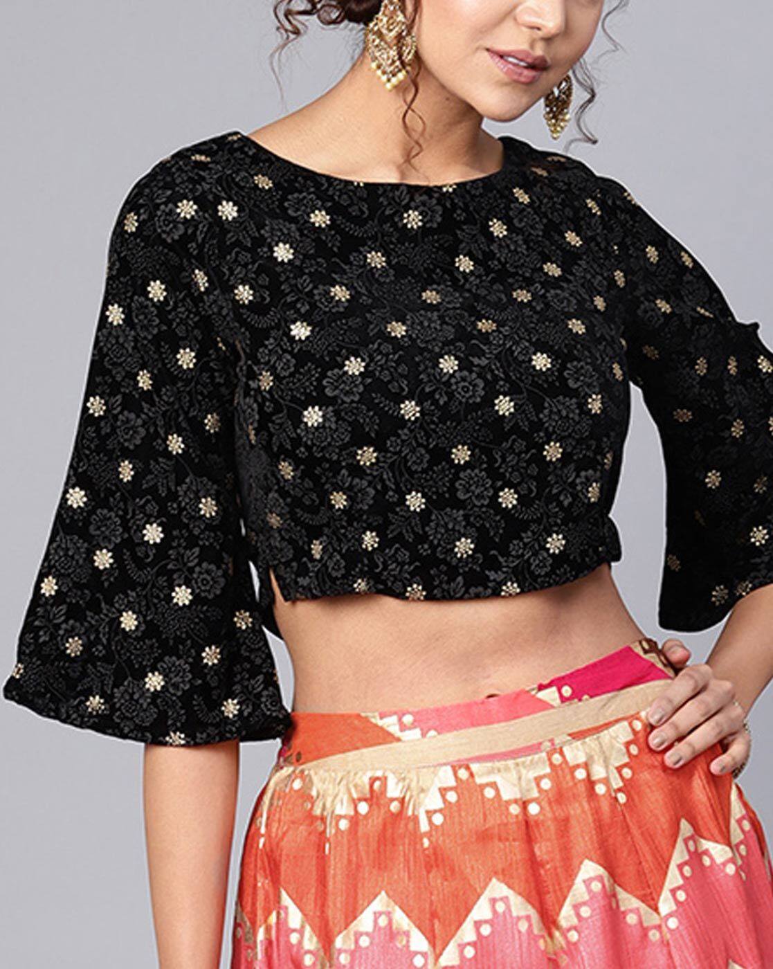 black top with flared sleeves