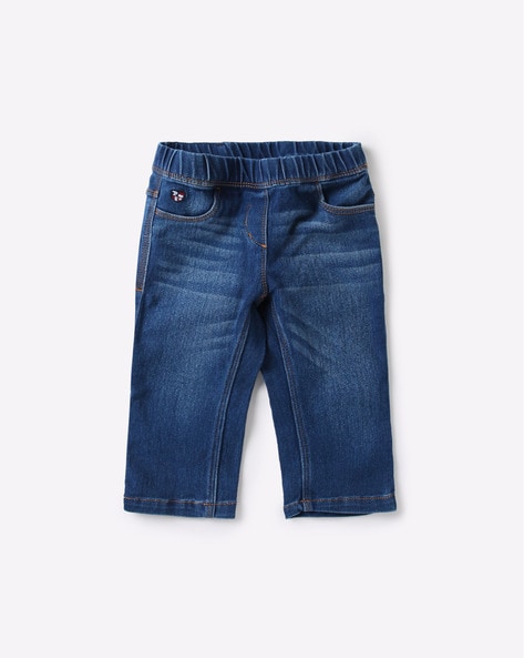 Mid Rise Jeans with Elasticated Waistband