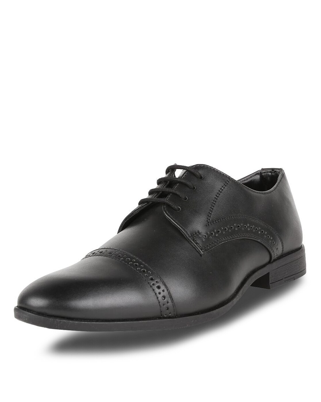 peter england black formal shoes