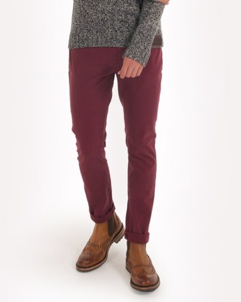 burgundy skinny chinos