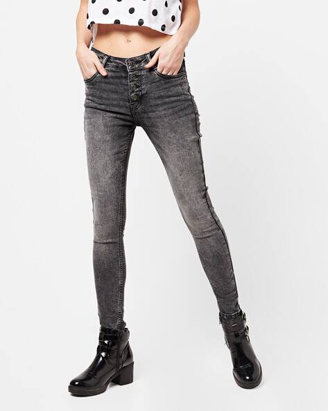 High-Rise Skinny Jeans with Button Fly