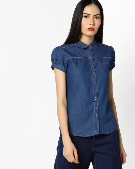 wrangler denim shirt womens