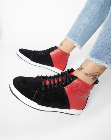 black and red sneakers