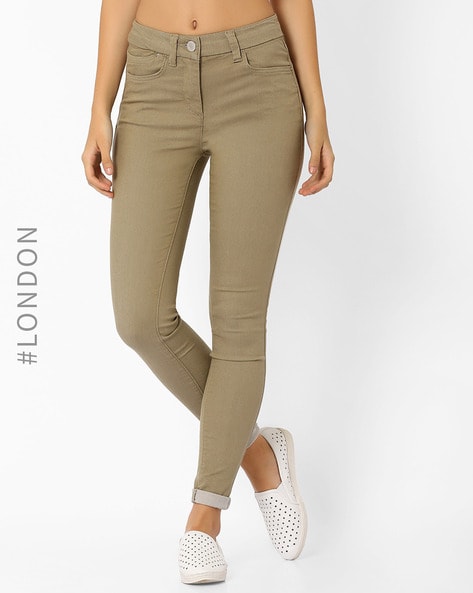 No Boundaries Tan Khaki Super High Rise Pants Women's Size 7-9 Medium 24x28