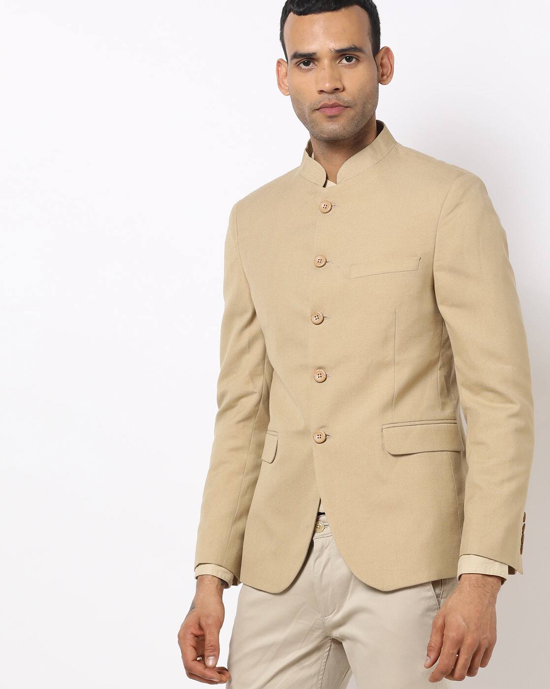 Beige Silk Bandhgala