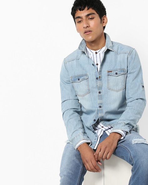 Ajio hot sale denim shirt