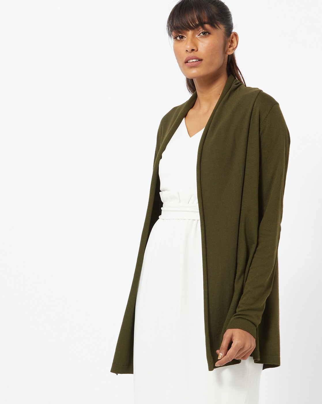 olive green shrug cardigan