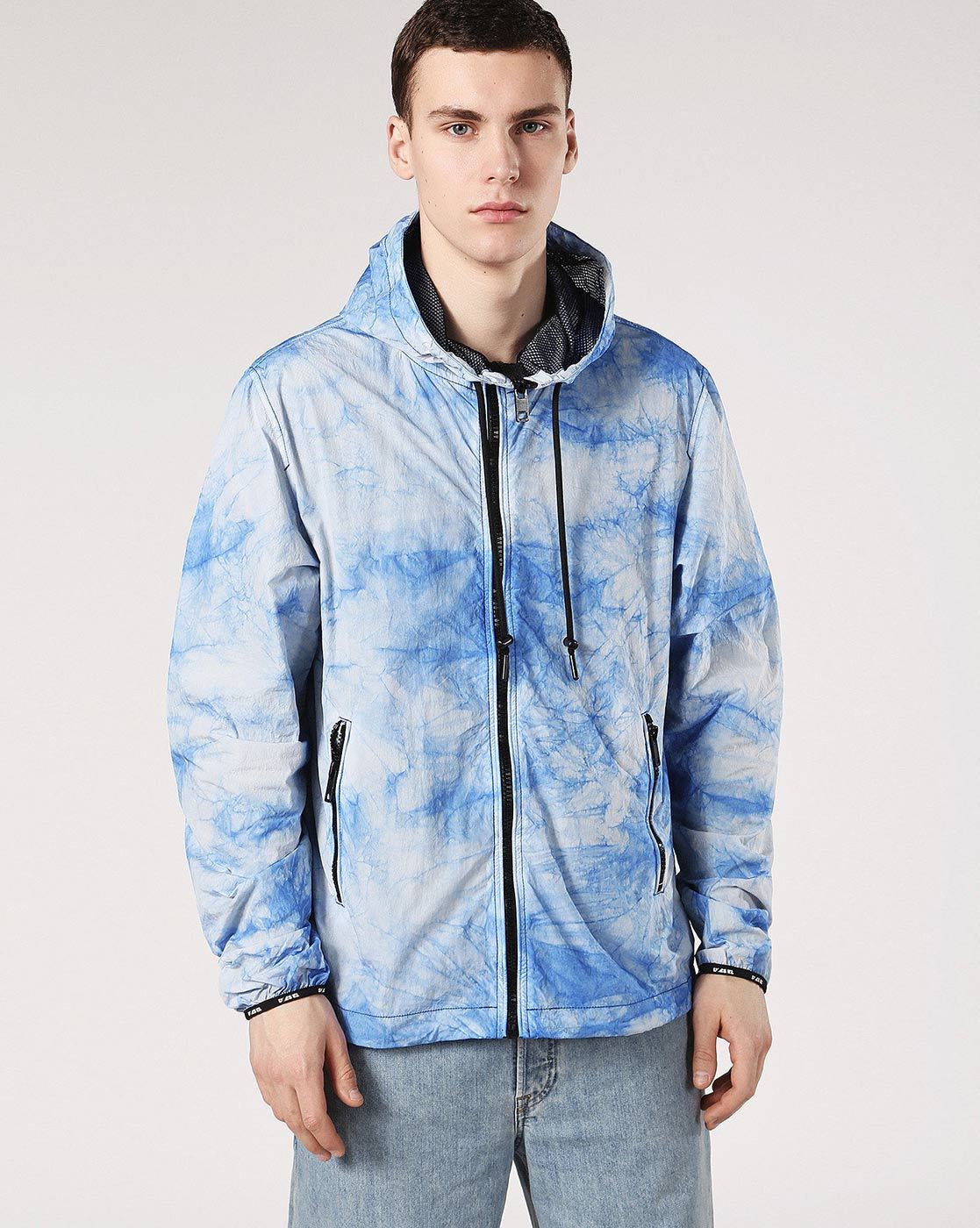 diesel blue hooded windbreaker