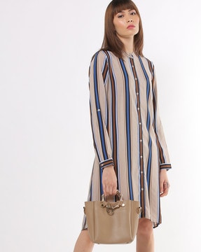 striped collared shirt dress