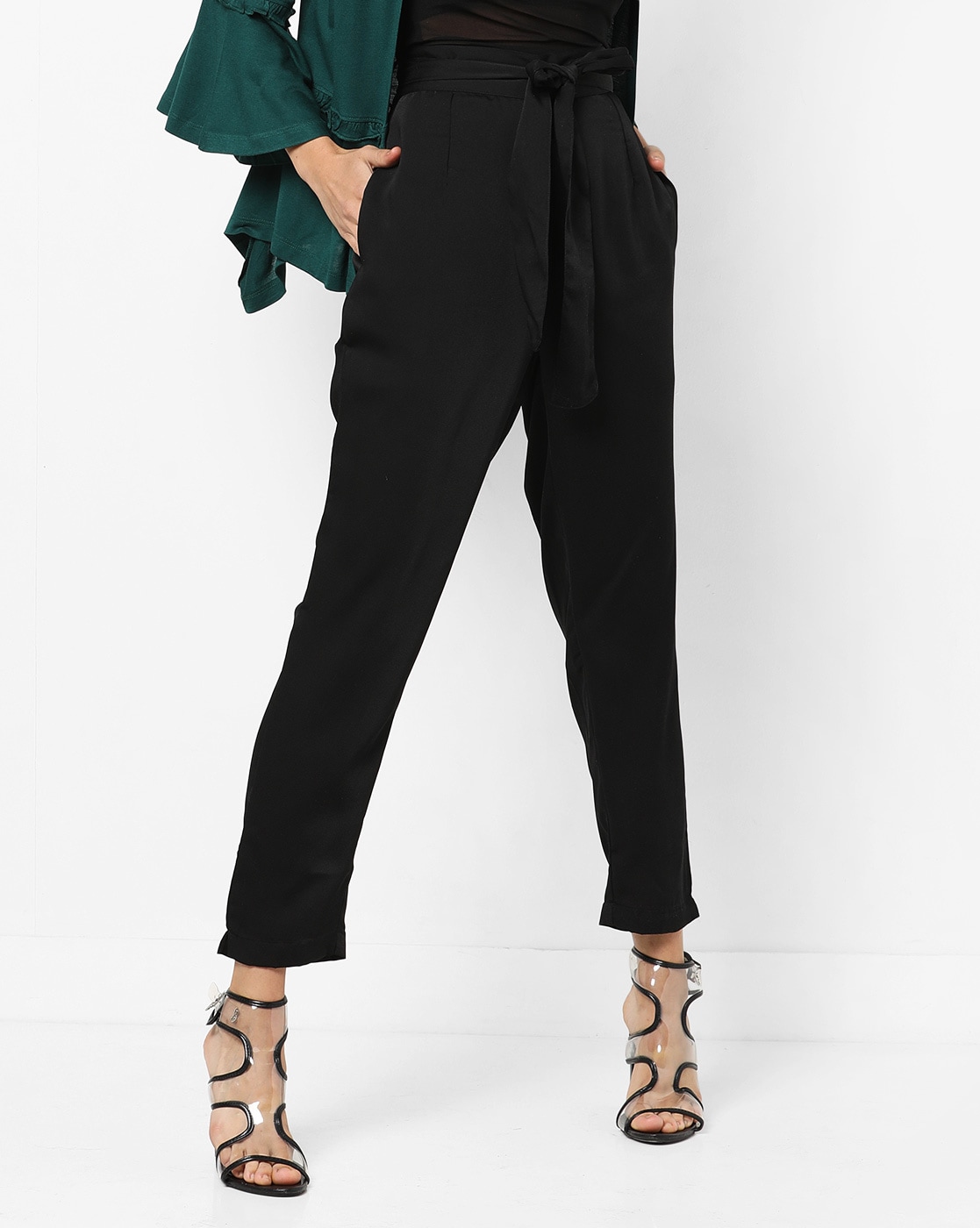 Buy Wardrobe by Westside Black HighWaisted Trousers for Online  Tata CLiQ