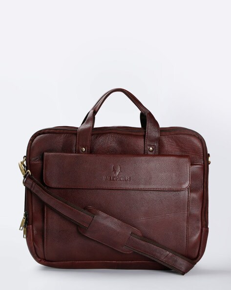 WILDHORN Brown Leather Laptop Messenger Bag for Men