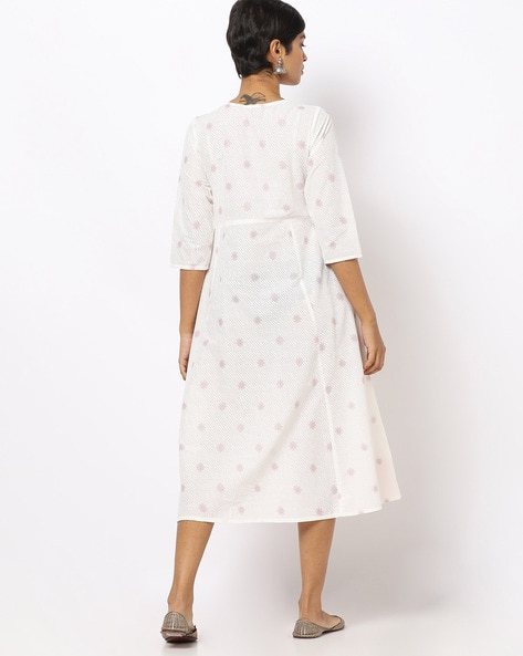 Floral Print A-line Dress with Notched Neckline (Image - 1)