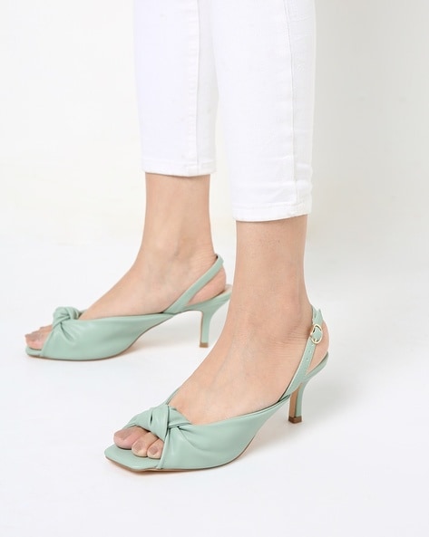 green closed toe heels