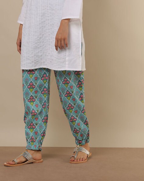 Buy DISOLVE Present Harem Pant Afghani Salwar for Daily use Free Size (28  Till 34) (Navy Blue Printed) at Amazon.in