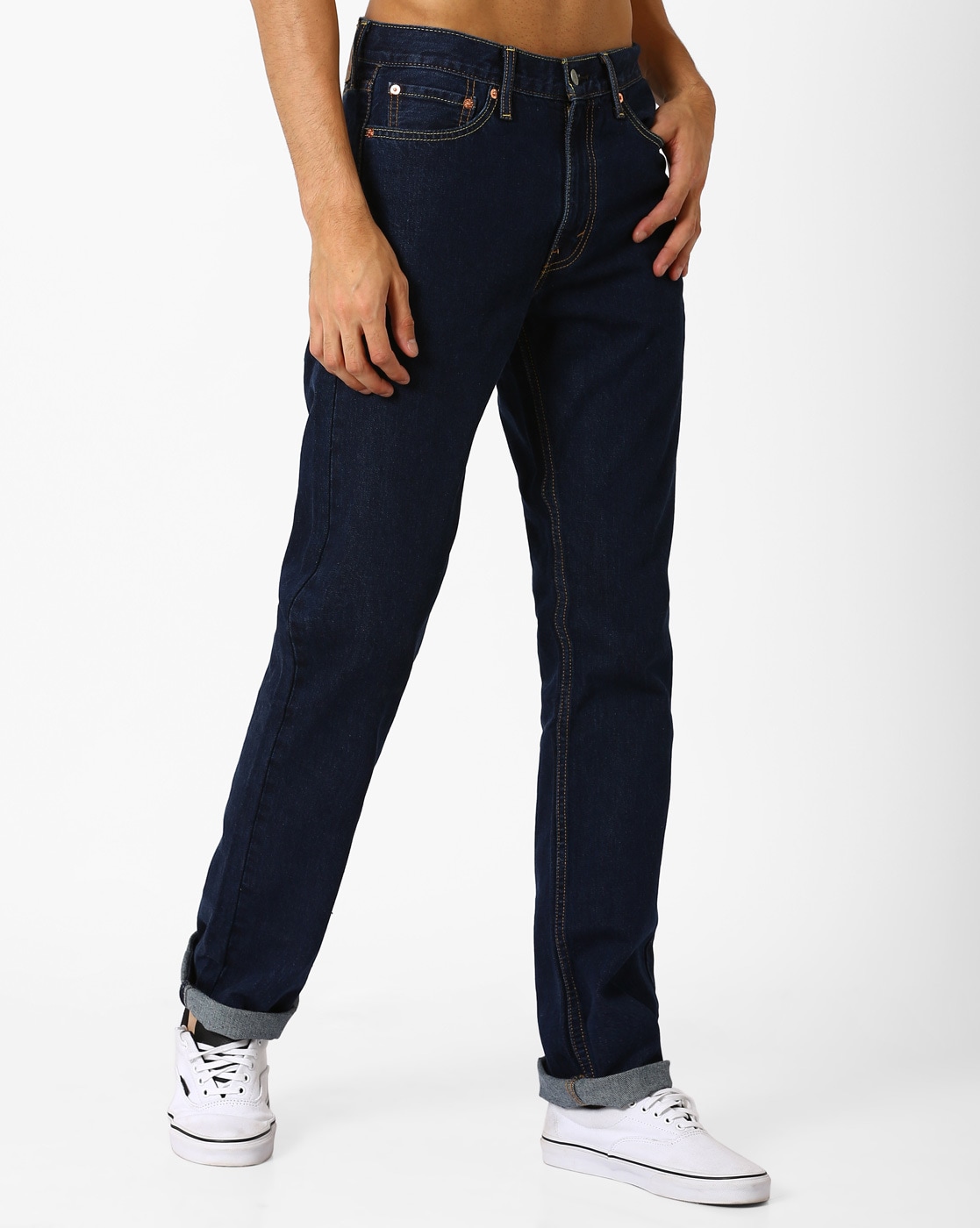 Mens dark blue levi jeans best sale