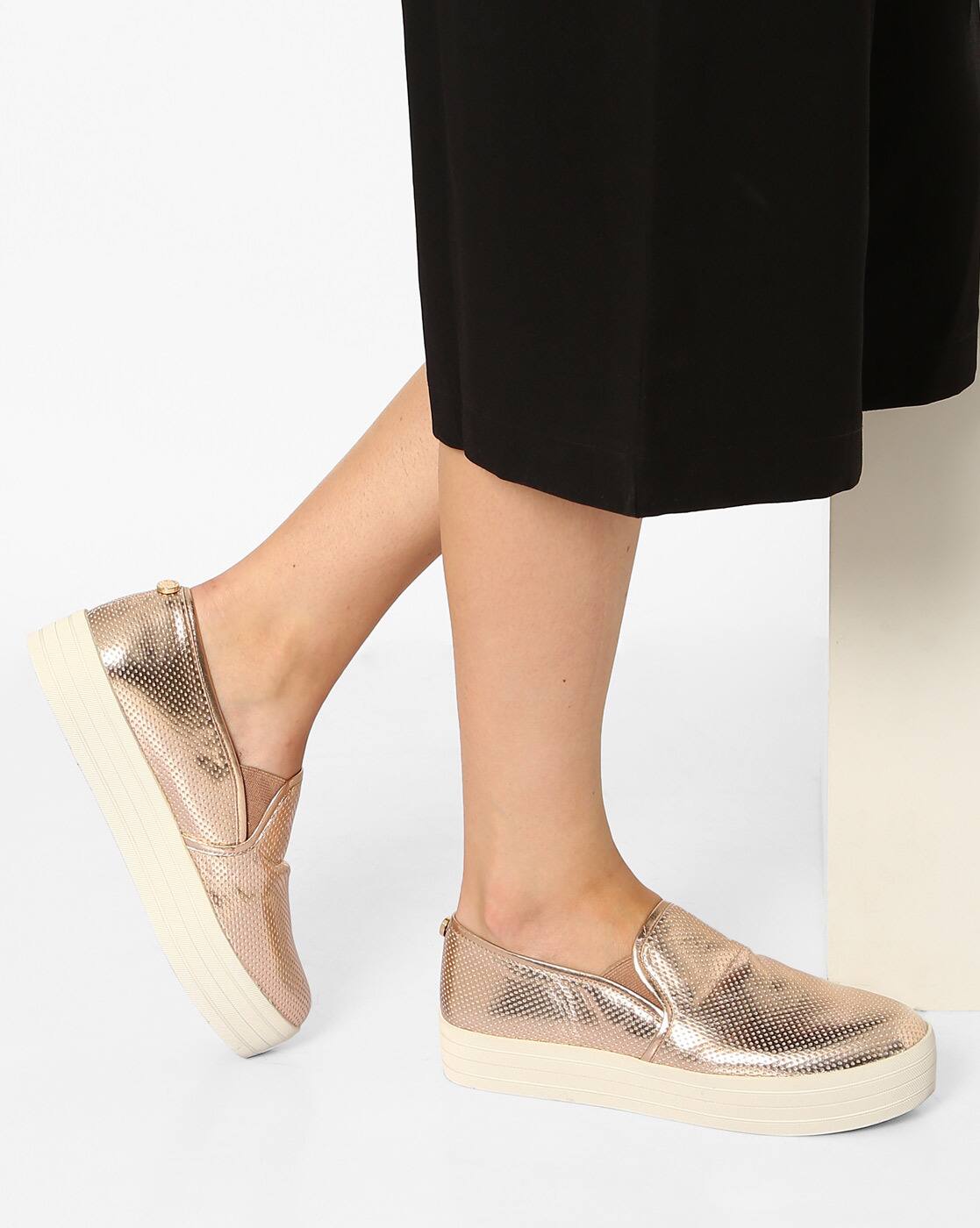 rose gold steve madden slip ons